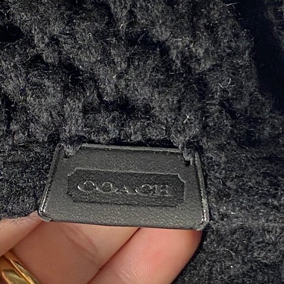 Coach Black Wool & Cashmere chunky Cable Knit fisherman Infinity Scarf neutral - Picture 10 of 10